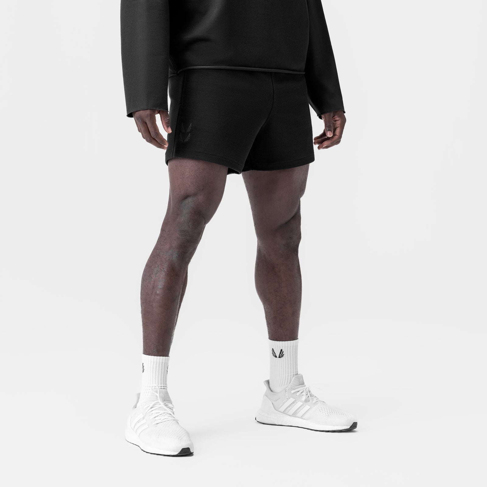 0954. Waffle Knit Sweat Short - Black