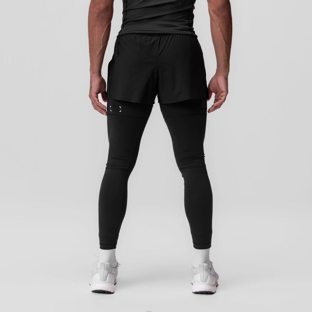 0911. Tetra-Lite® 2-in-1 High Split Legging Short - Black "Cyber"/Black
