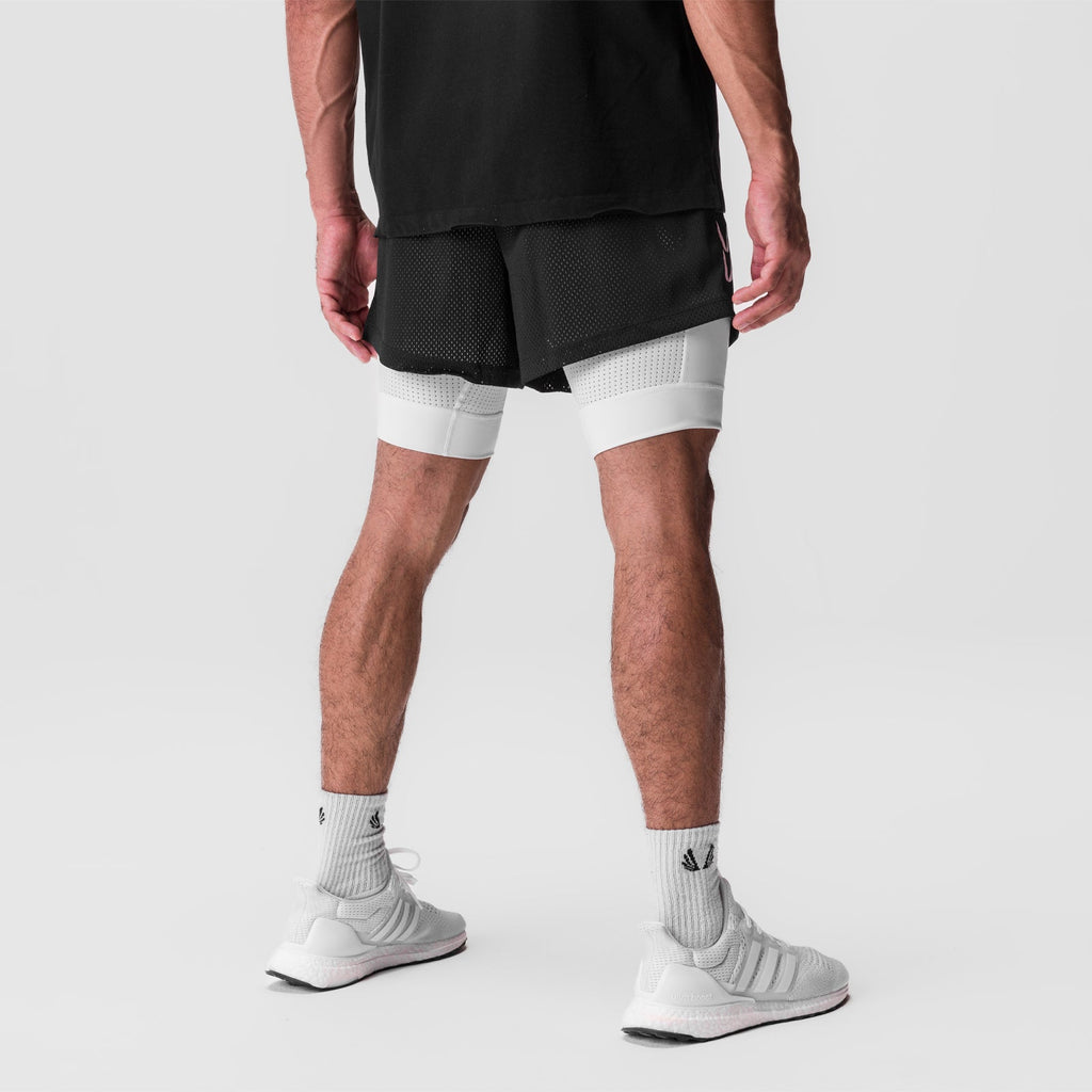 0848. SilverPlus™ Mesh 5" Liner Short - Black/White
