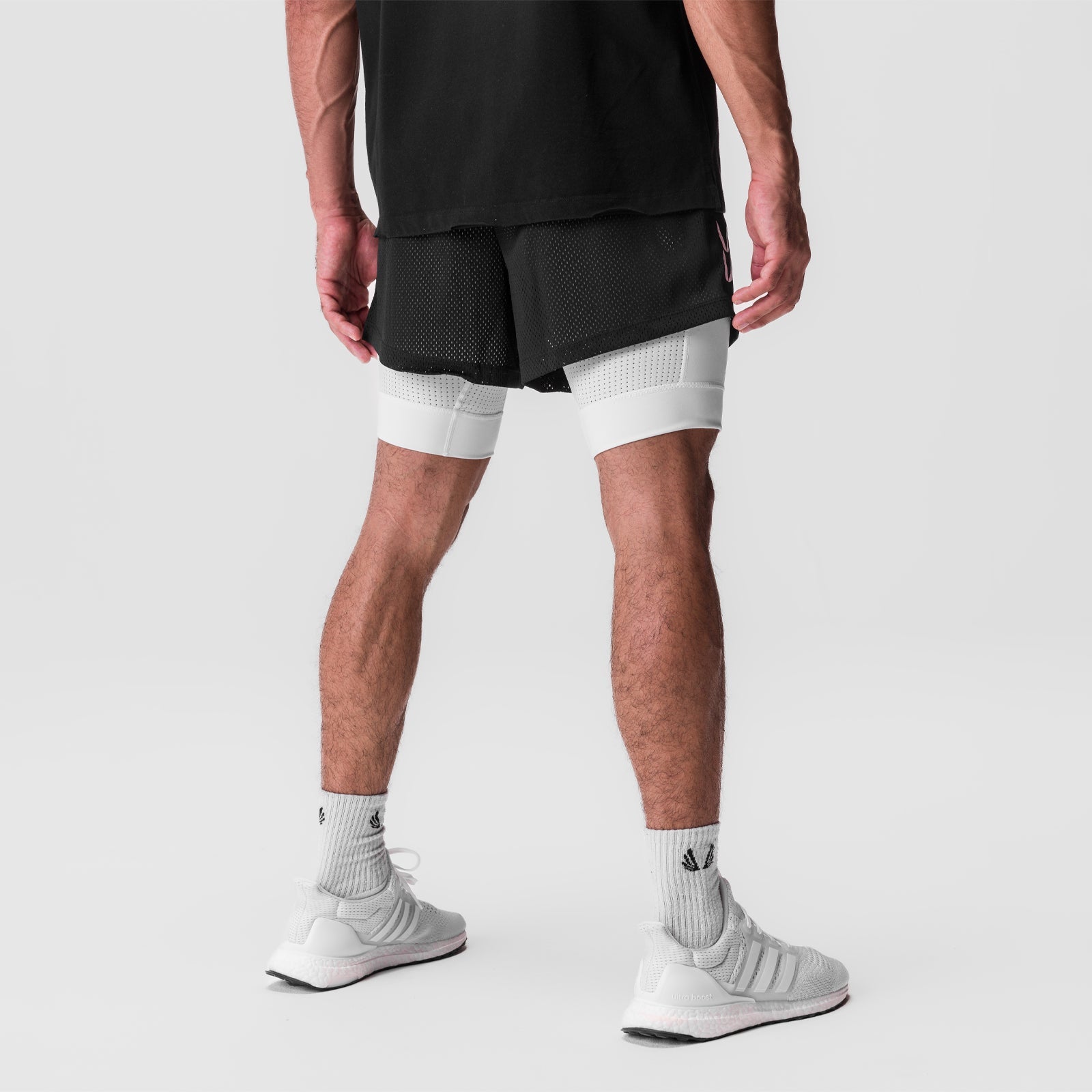 0848. SilverPlus™ Mesh 5" Liner Short - Black/White