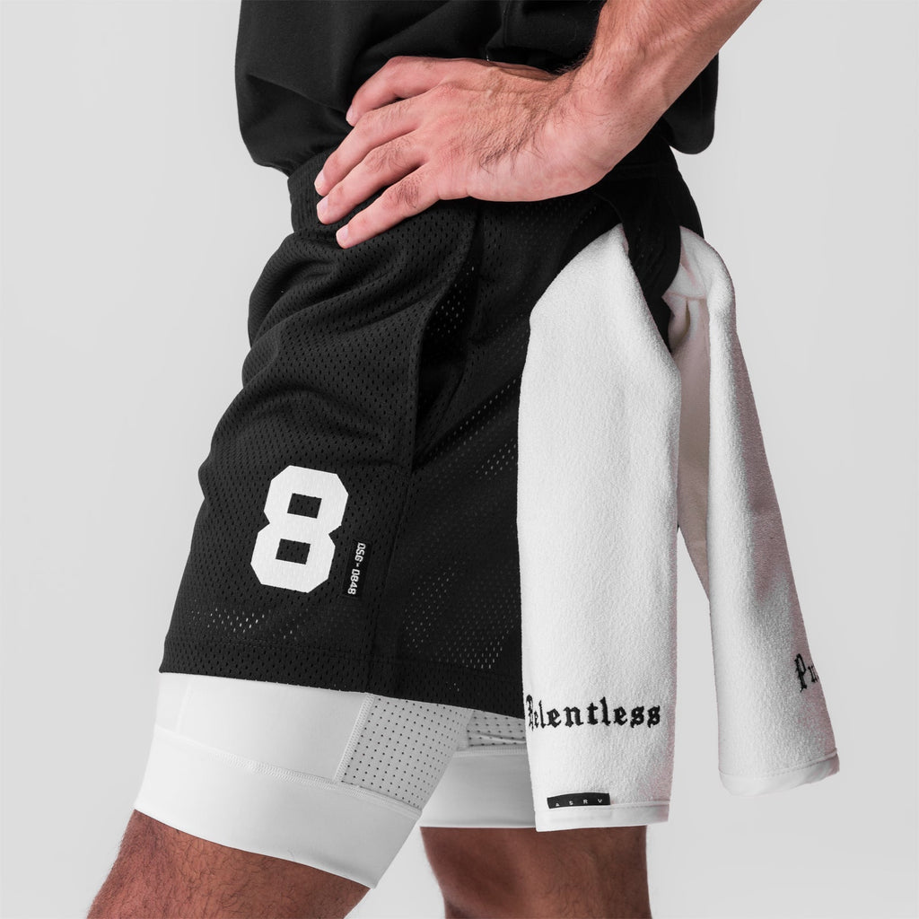 0848. SilverPlus™ Mesh 5" Liner Short - Black/White