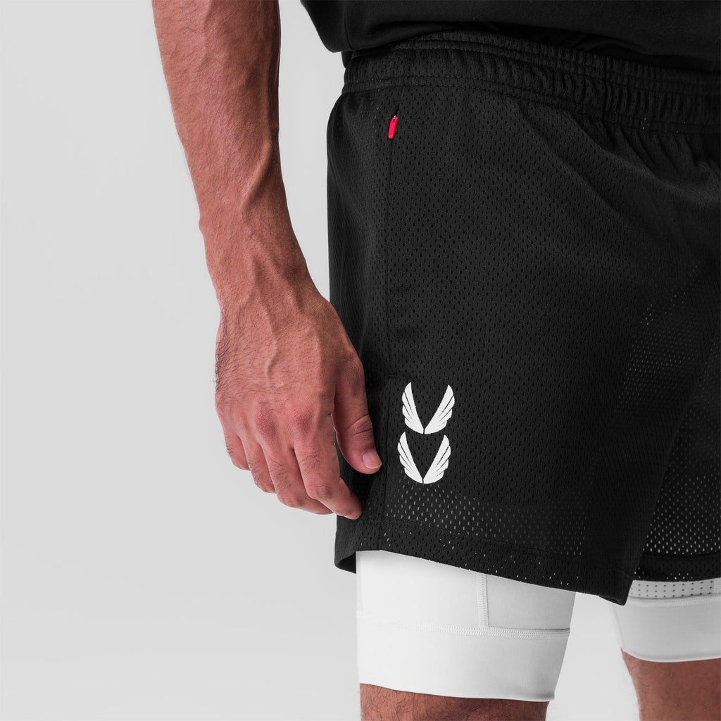 0848. SilverPlus™ Mesh 5" Liner Short - Black/White