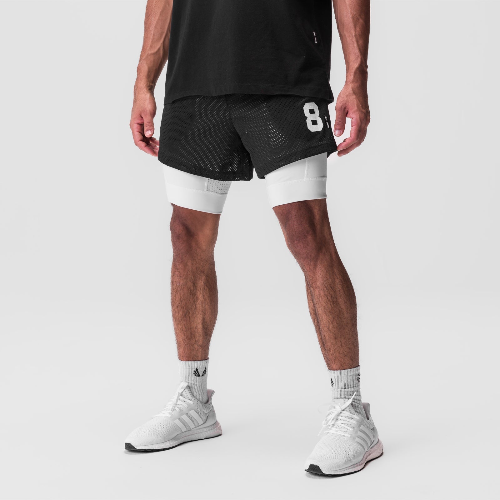 0848. SilverPlus™ Mesh 5" Liner Short - Black/White