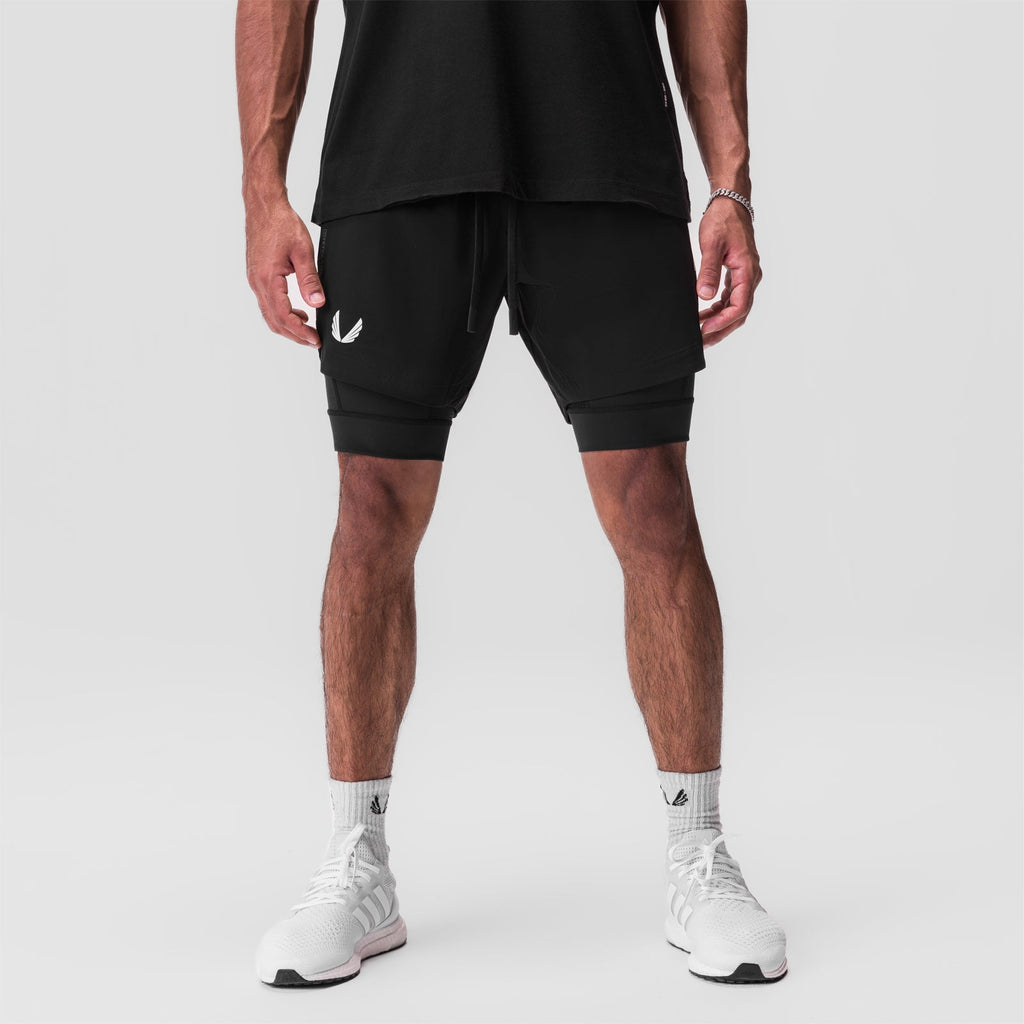 0866. Tetra-Lite® 7" Liner Short - Black/Black/ White "Wings"