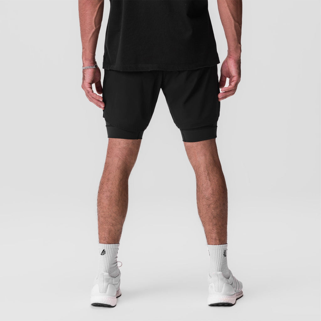 0866. Tetra-Lite® 7" Liner Short - Black/Black/ White "Wings"