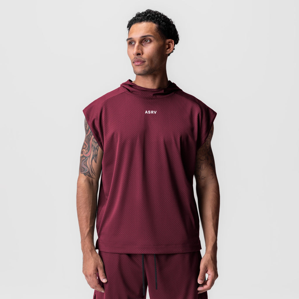 0983. Reversible 2-in-1 Cutoff Hoodie - Crimson