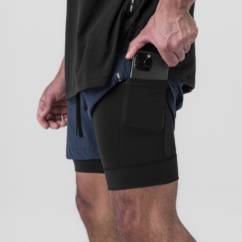 0865. Tetra-Lite® 5" Liner Short - Navy "Wings"/Black