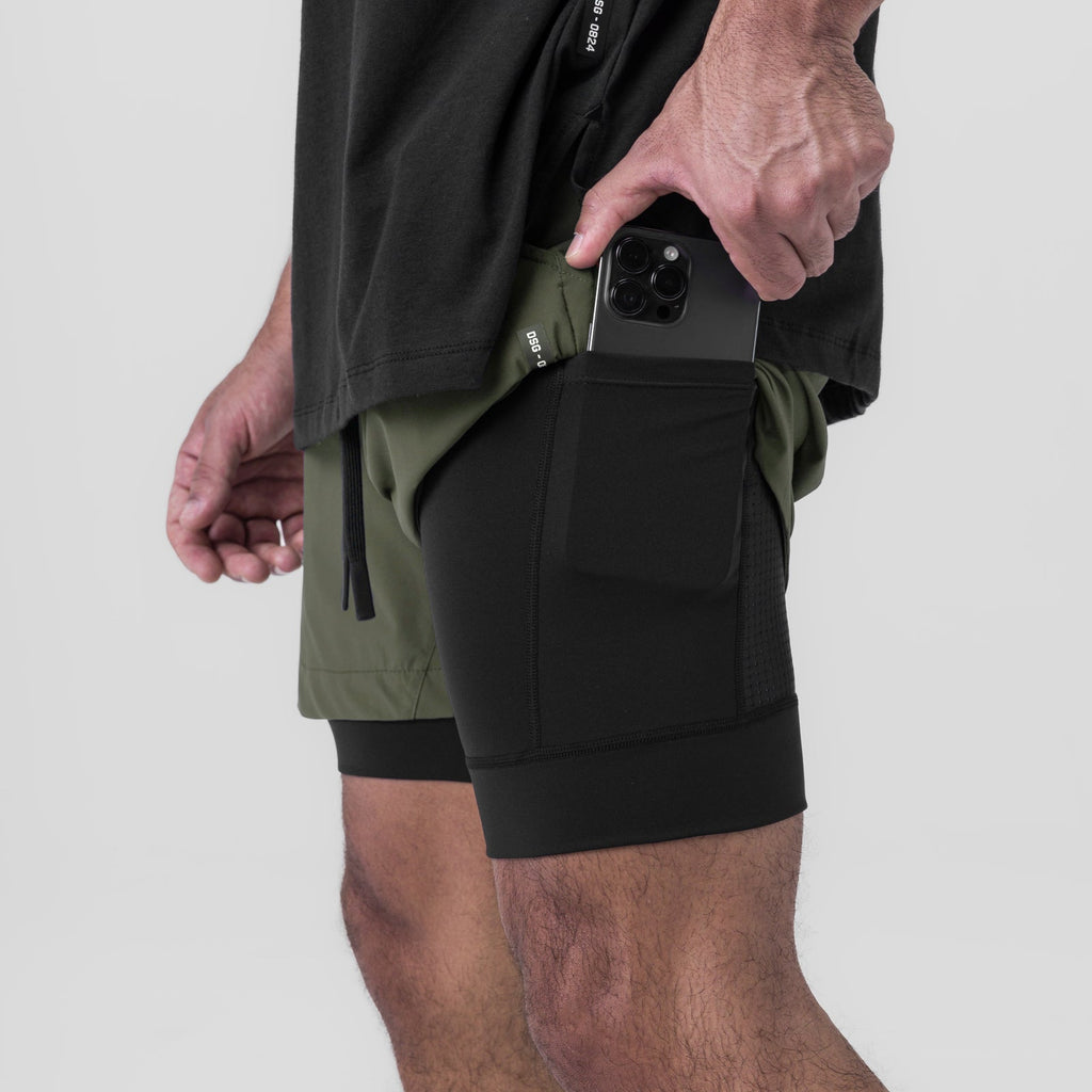 0865. Tetra-Lite® 5" Liner Short - Olive "Wings"/Black