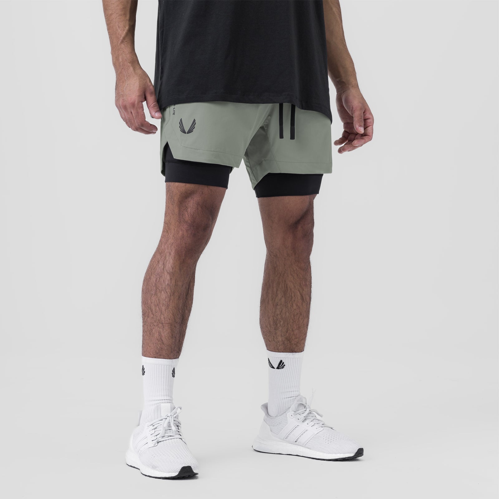 0865. Tetra-Lite® 5" Liner Short - Sage "Wings"/Black