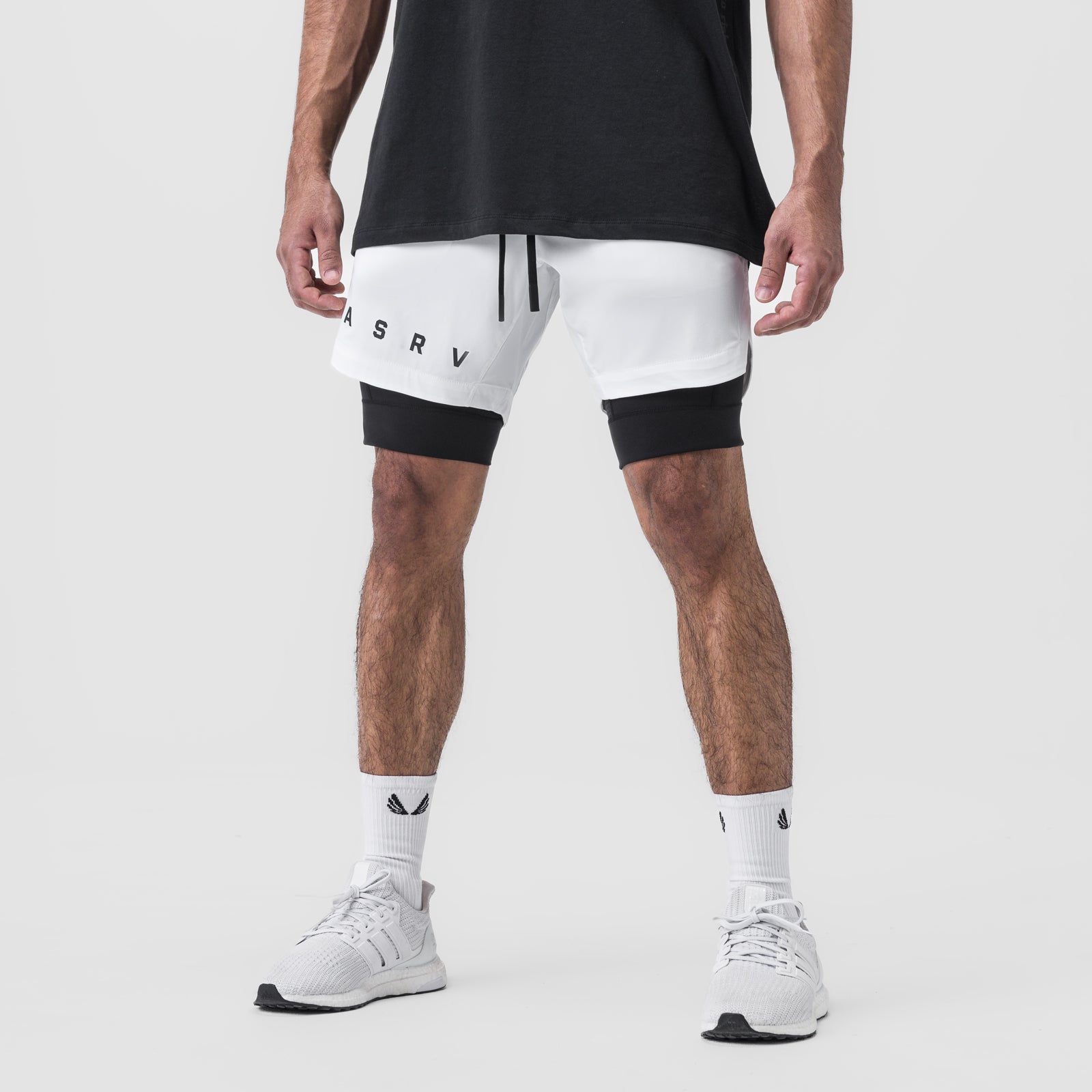 0866. Tetra-Lite® 7" Liner Short - White "ASRV"/Black
