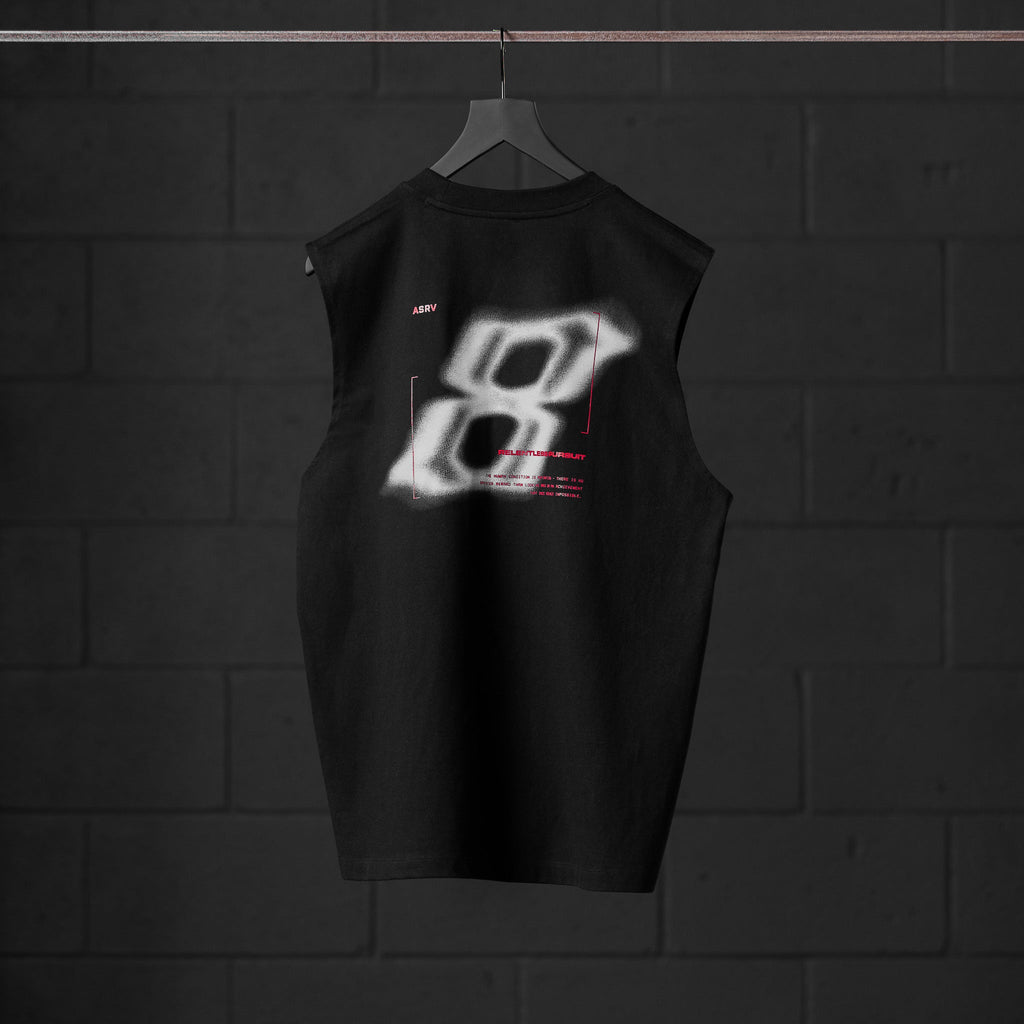 0807. Tech Essential™ Relaxed Cutoff - Black "Infinite Mindset"