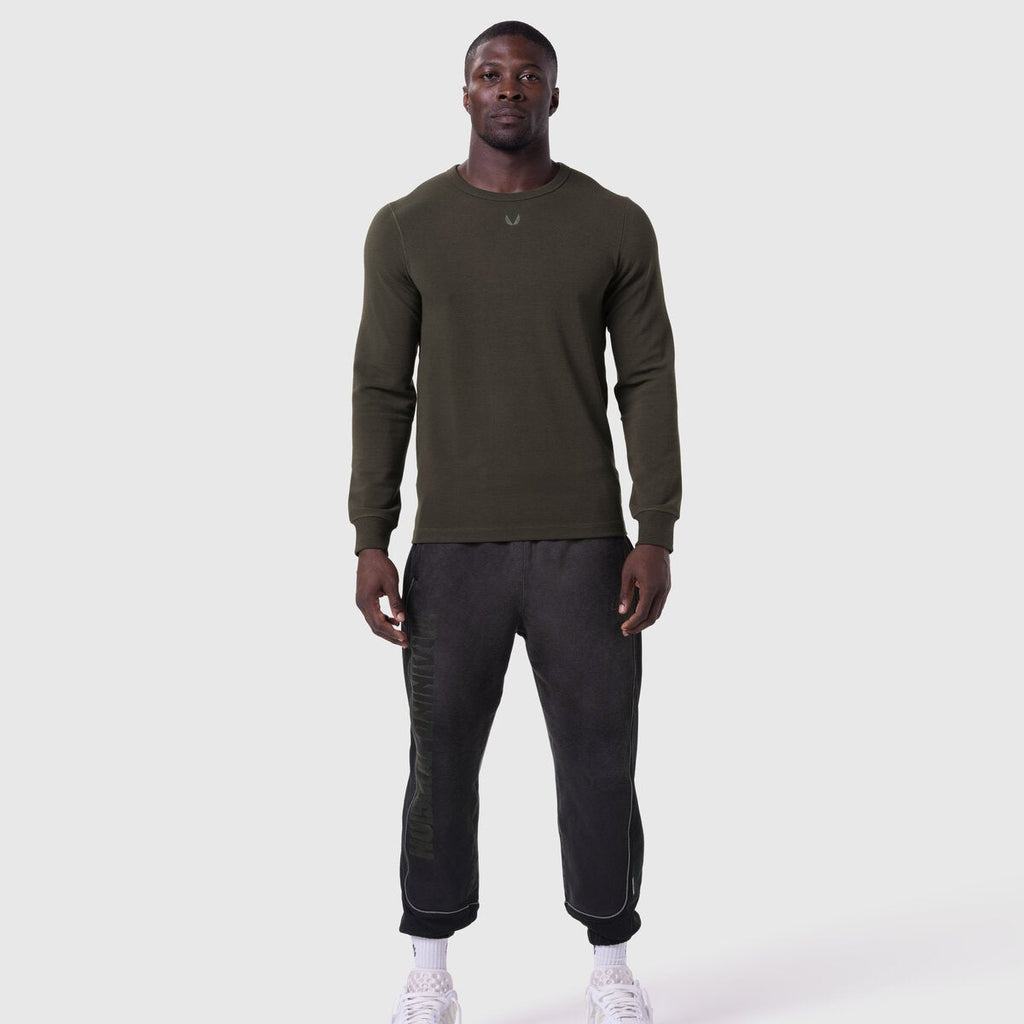 1112. Waffle Knit Longsleeve - Olive