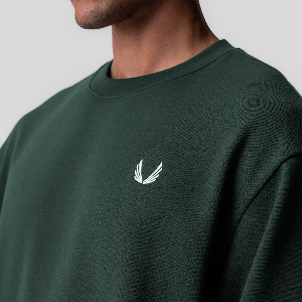0984. Herringbone Terry Crewneck - Forest Green