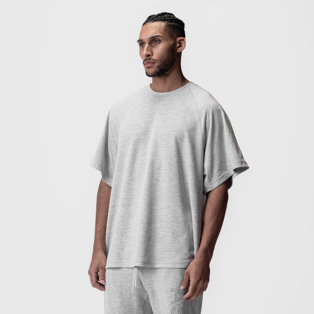 0946. Waffle Knit Oversized Tee - Heather Grey