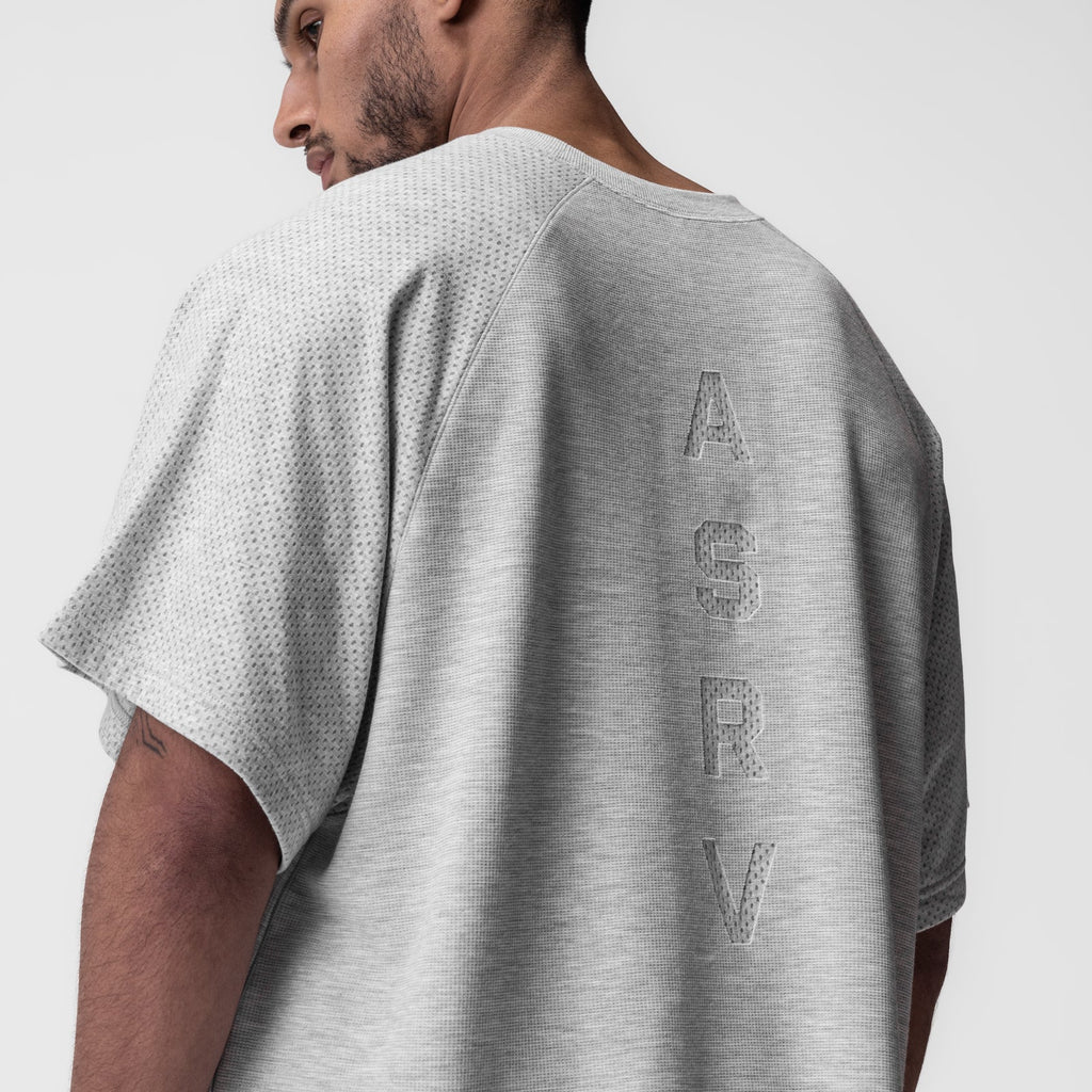 0946. Waffle Knit Oversized Tee - Heather Grey