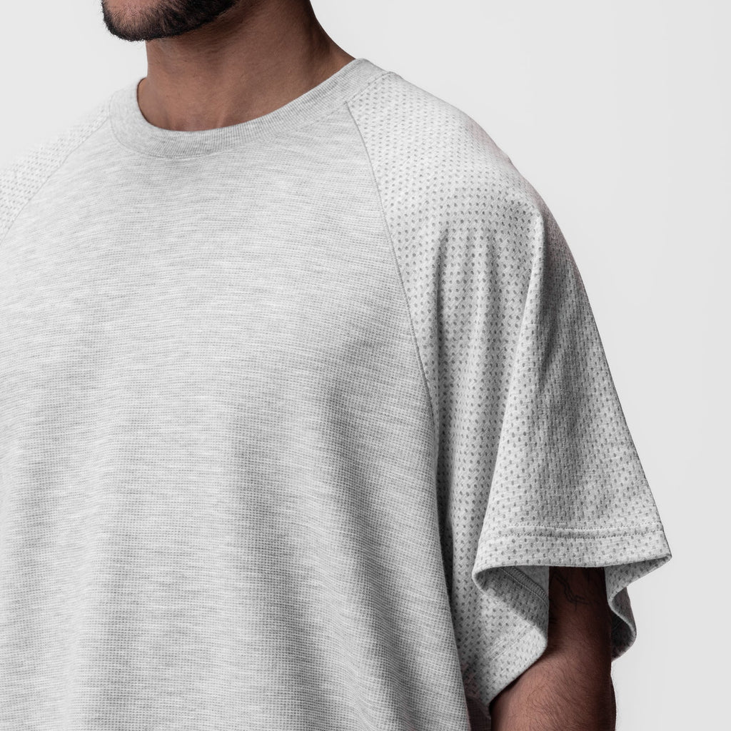 0946. Waffle Knit Oversized Tee - Heather Grey