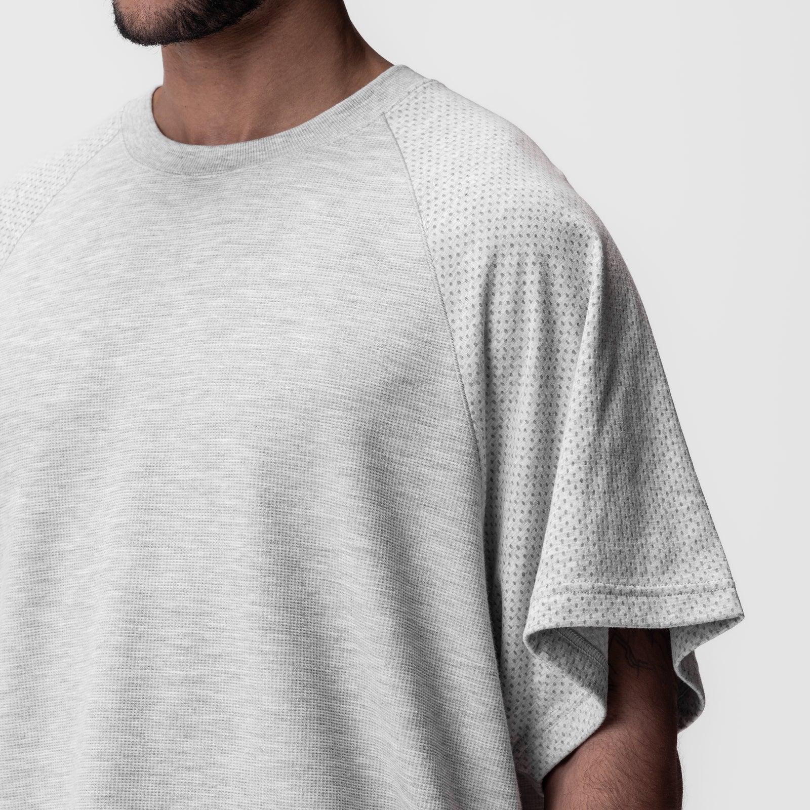 0946. Waffle Knit Oversized Tee - Heather Grey