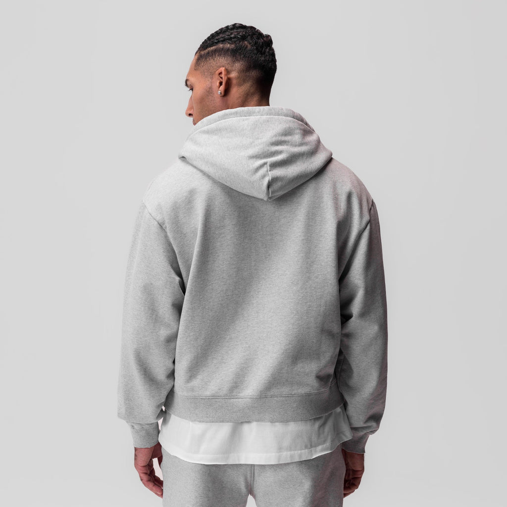 0843. Tech Essential™ Distressed Full Zip Hoodie - Heather Grey