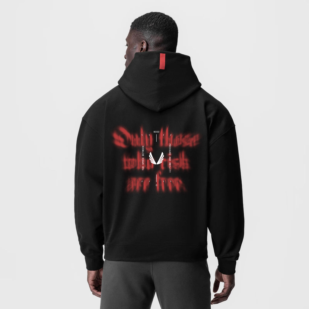 0874. Tech-Terry™ Zip Pocket Hoodie - Black "Target Acquired"
