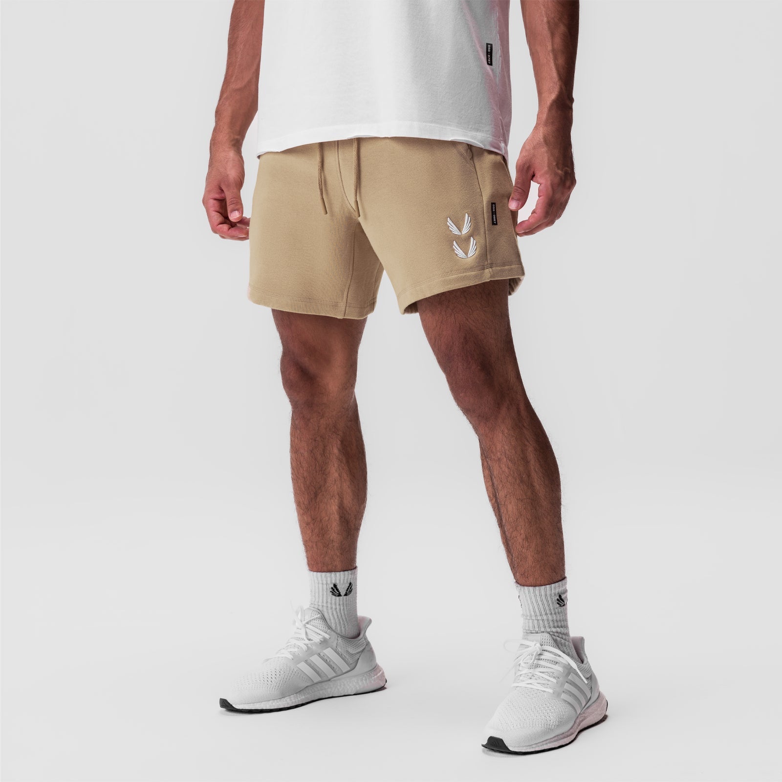 0867. Tech-Terry™ Sidelock Sweat Short - Khaki "Stacked Wings"