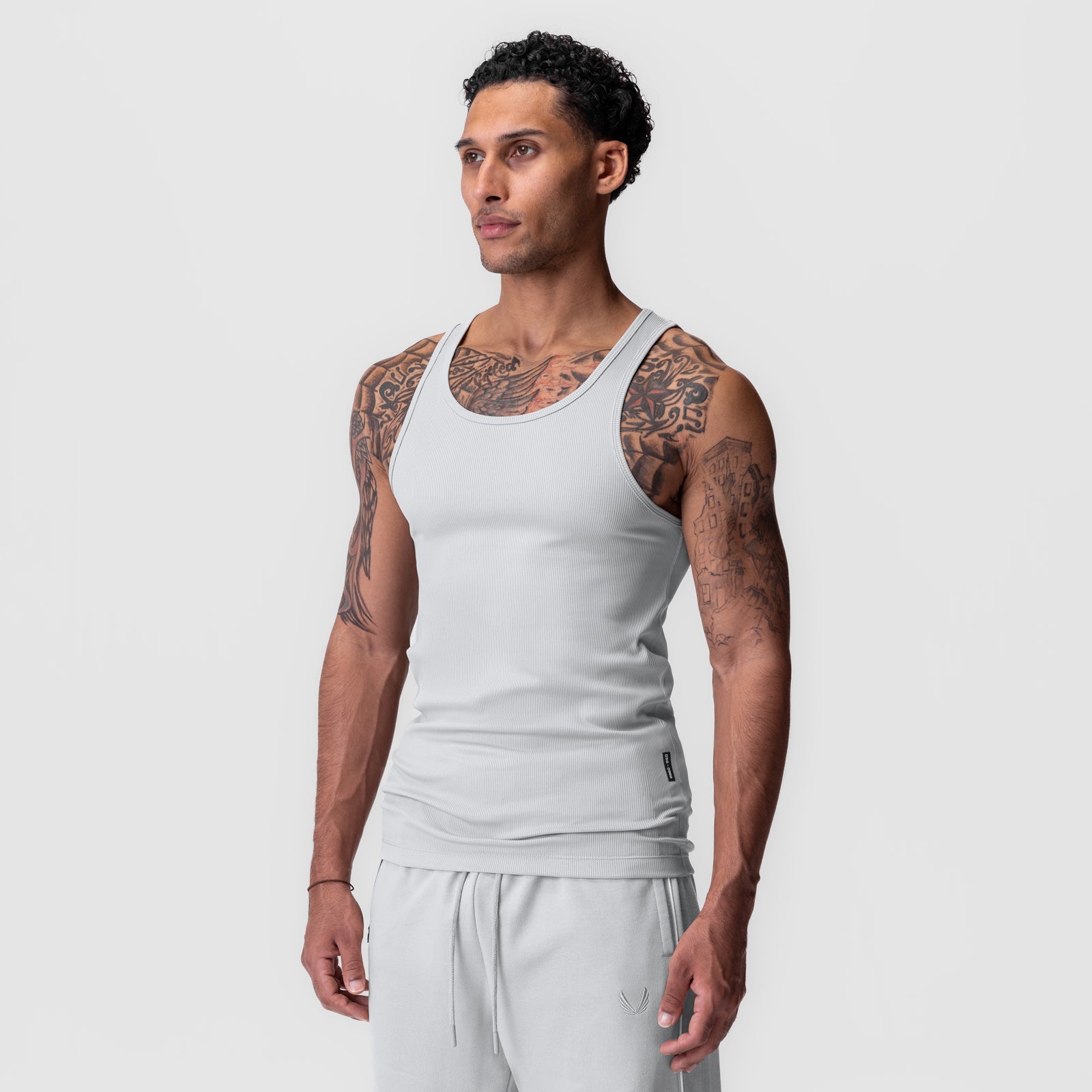 0986. Creora® Tech Ribbed Tank - Light Grey