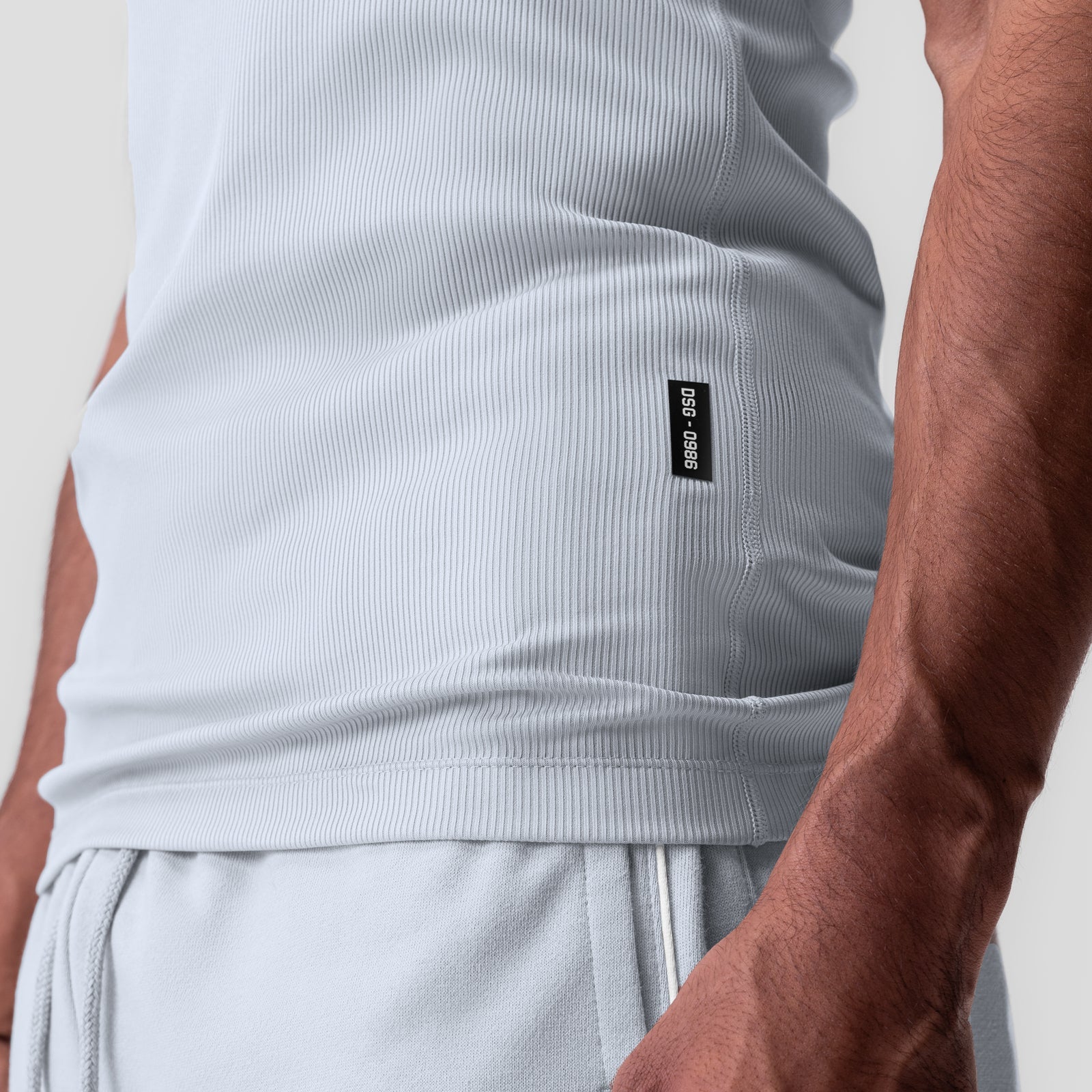0986. Creora® Tech Ribbed Tank - Ice Blue