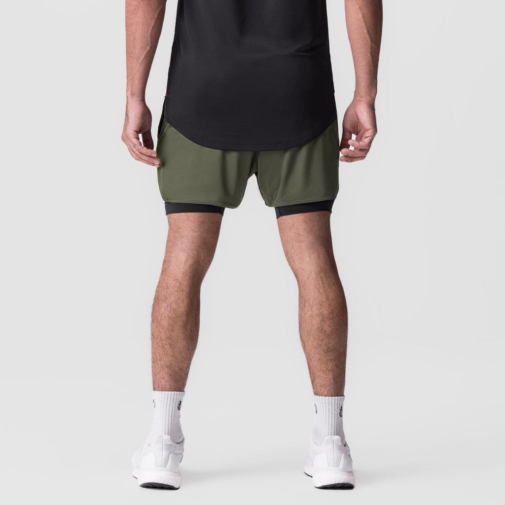 0828. AeroSilver® 5" Liner Short - Olive "White Wings"/Black