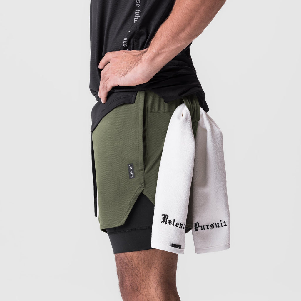 0828. AeroSilver® 5" Liner Short - Olive "White Wings"/Black