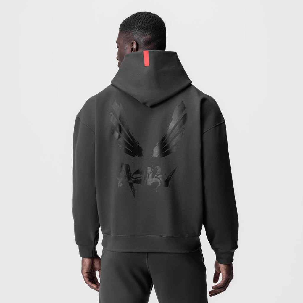 0874. Tech-Terry™ Zip Pocket Hoodie - Space Grey/Black "Brush Wings/ASRV"