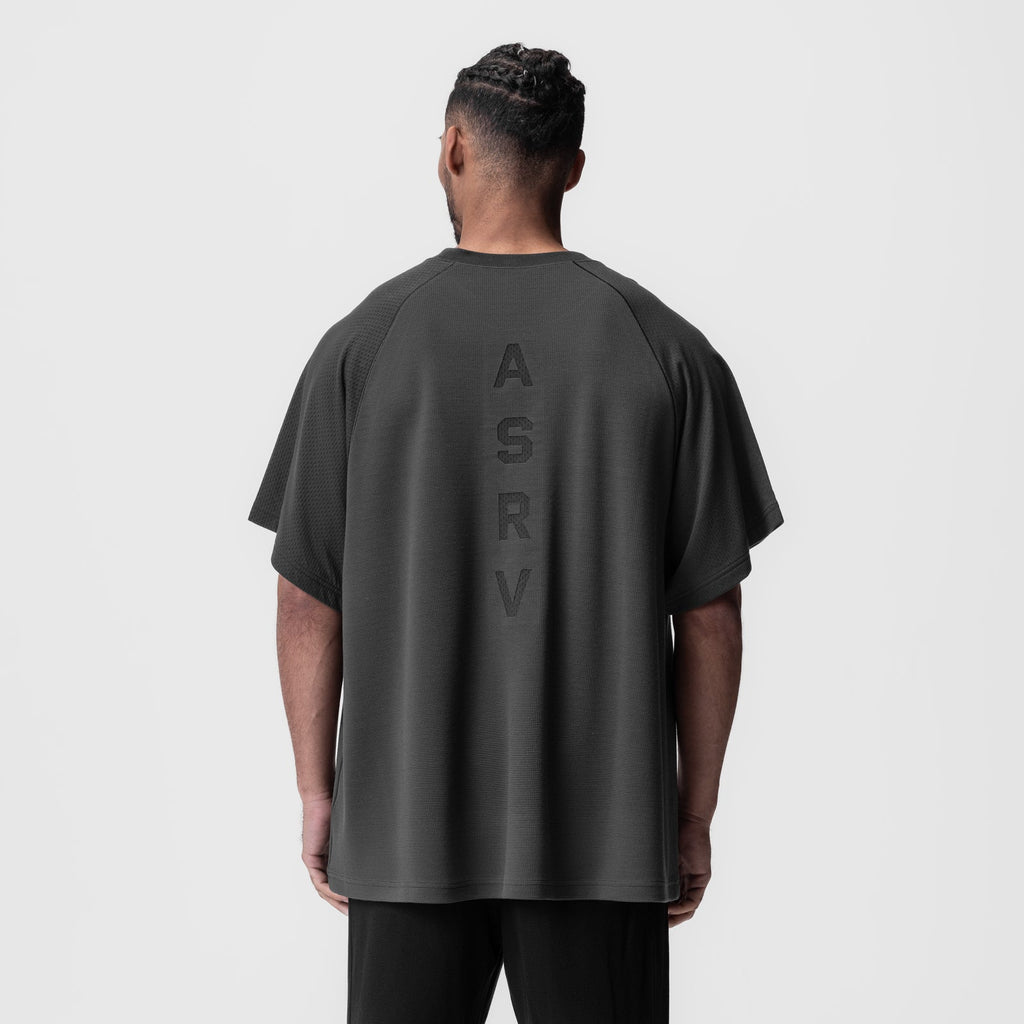 0946. Waffle Knit Oversized Tee - Space Grey
