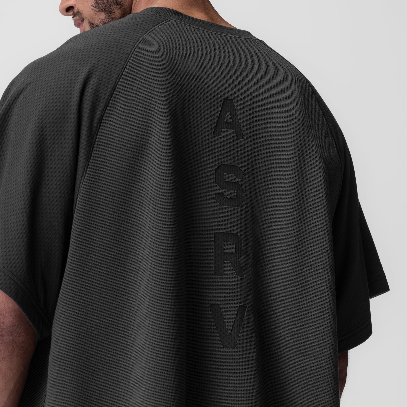 0946. Waffle Knit Oversized Tee - Space Grey