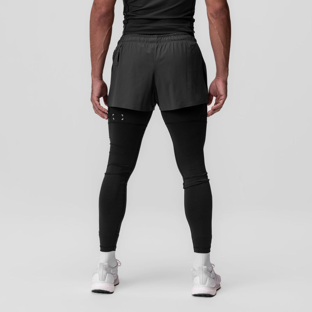 0911. Tetra-Lite® 2-in-1 High Split Legging Short - Space Grey "Cyber"/Black