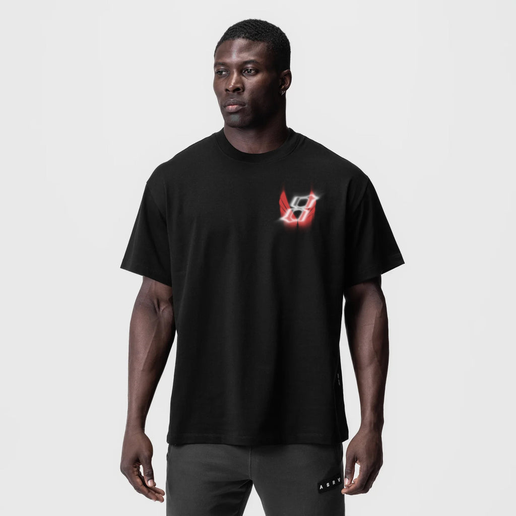 0797. Tech Essential™ Relaxed Tee - Black "Infinite Mindset"