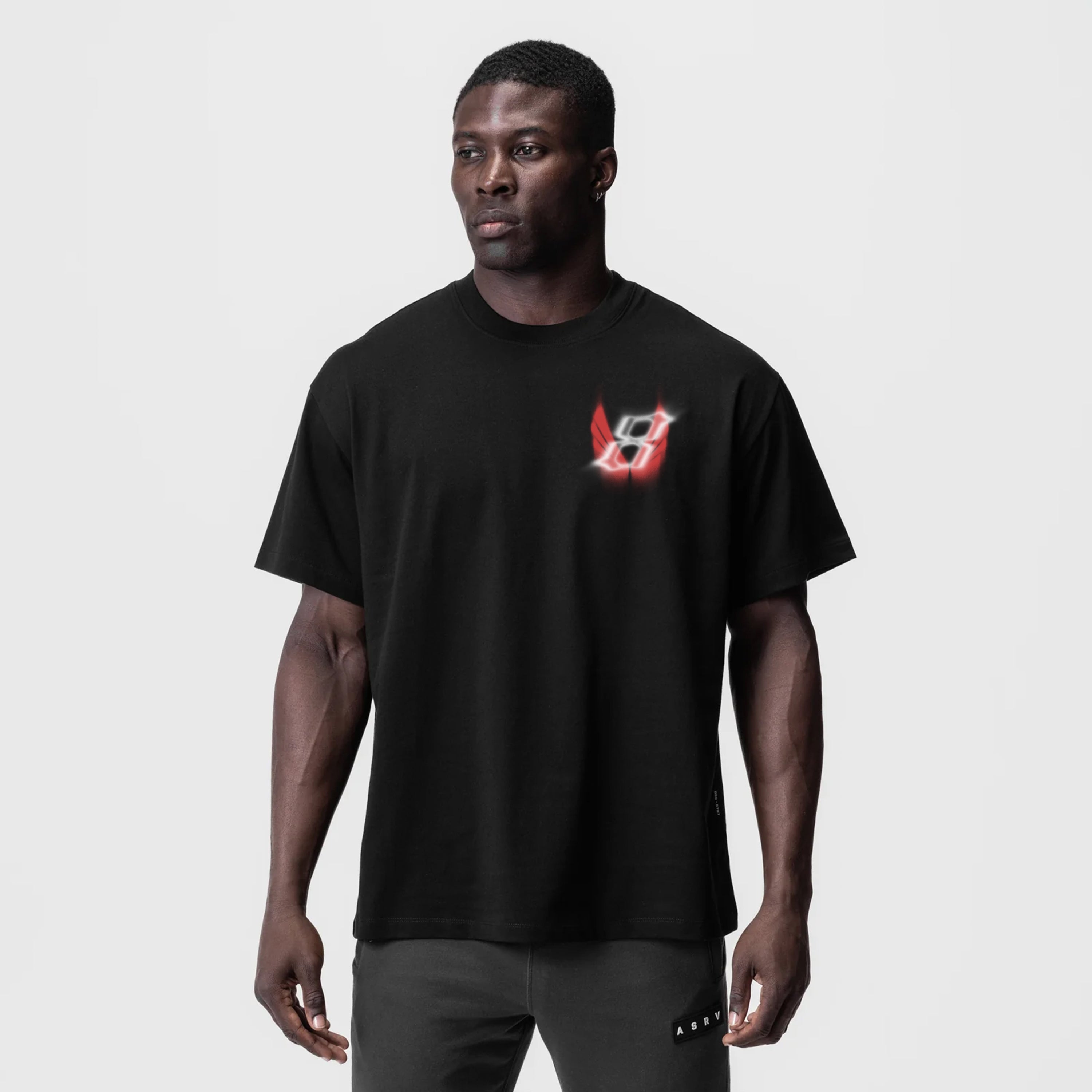 0797. Tech Essential™ Relaxed Tee - Black "Infinite Mindset"