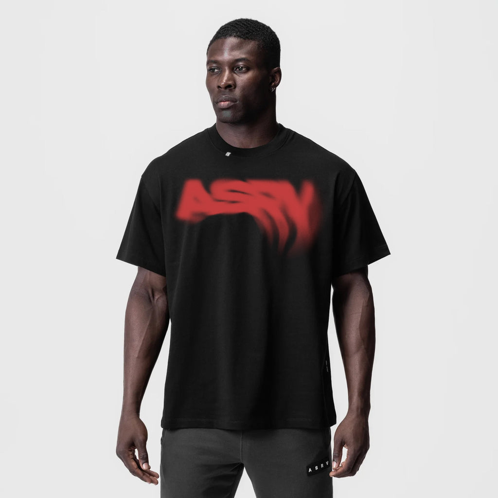 0797. Tech Essential™ Relaxed Tee - Black "Risk Protocol"