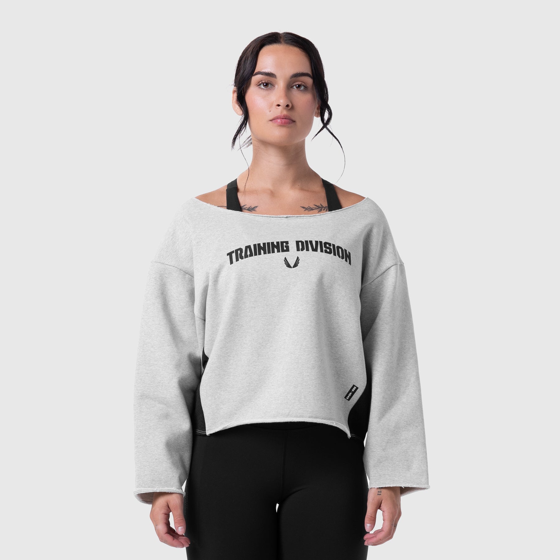 W049. Raw Hem Oversized Crewneck - Heather Grey