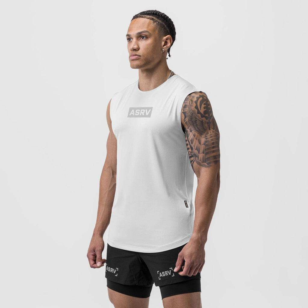 0757. AeroSilver® Cutoff Tank - White "Box Logo"