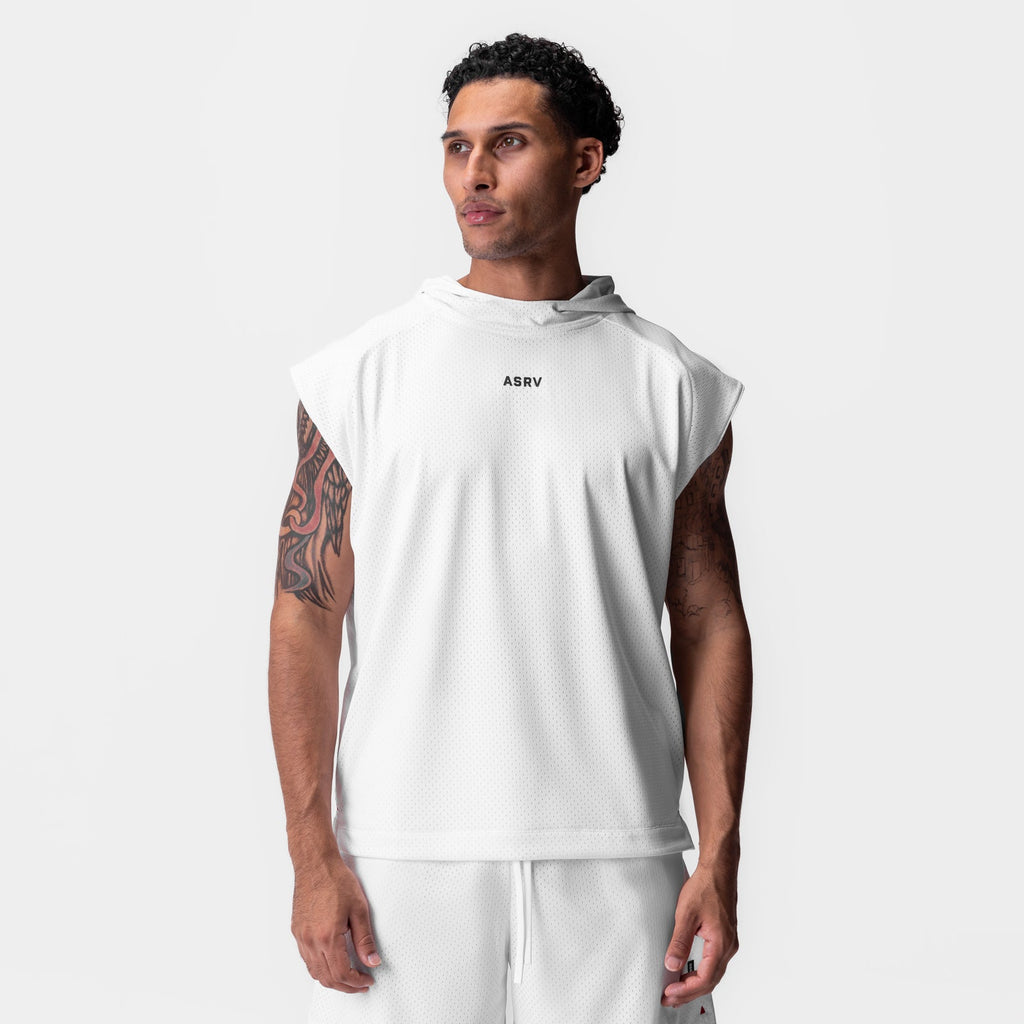 0983. Reversible 2-in-1 Cutoff Hoodie - White