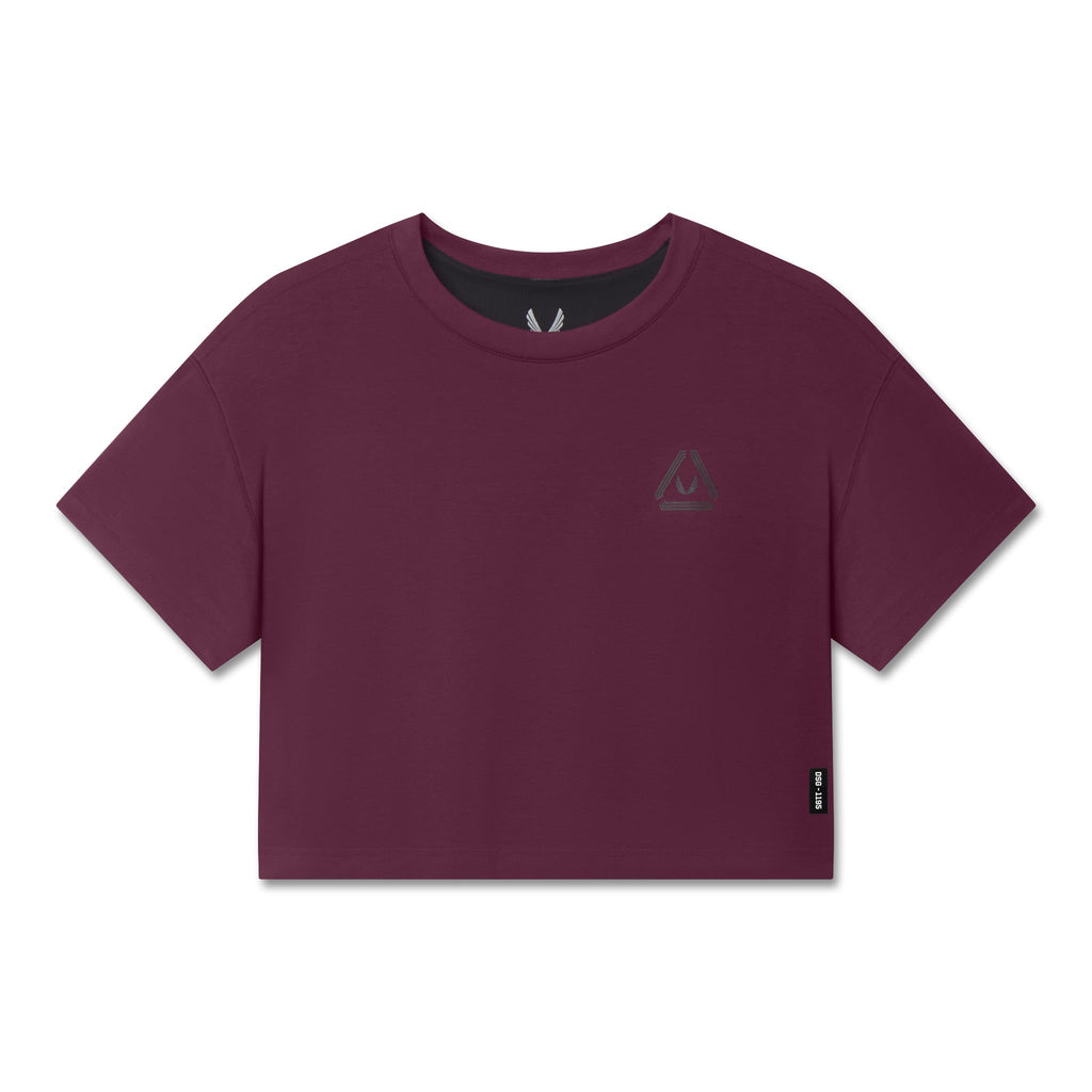 W082. SUPIMA® Ice-Skin™ Reversible Crop Tee - Merlot/Black