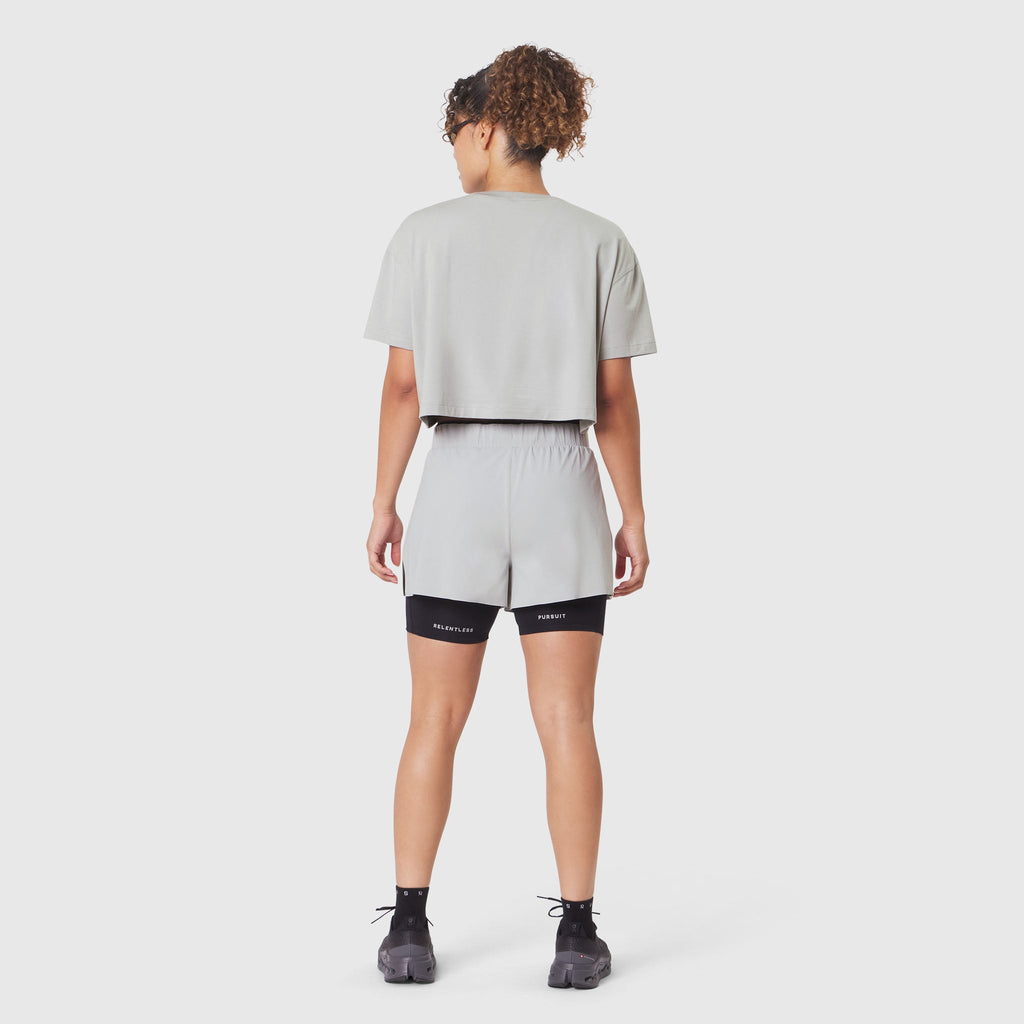 W082. SUPIMA® Ice-Skin™ Reversible Crop Tee - Slate Grey/Black