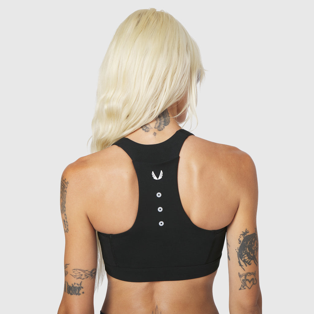 W096. LYCRA® ADAPTIV Racerback Sports Bra - Black